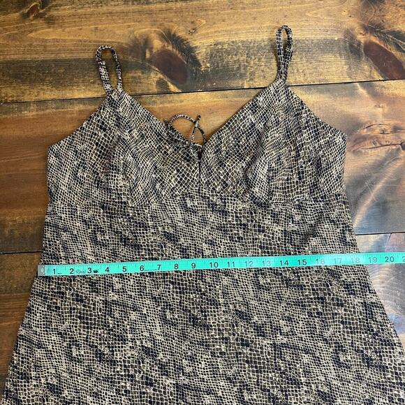 Y2K Vintage NY& Company Snake Print Brown Babydoll Slip Sleeveless Dress Size 14 - Picture 11 of 11